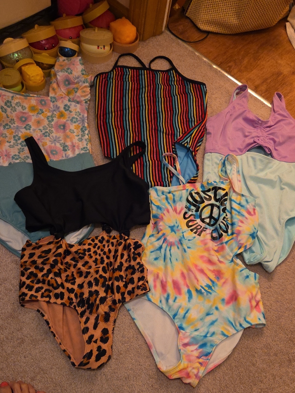 Lot Of Kids One-Piece Swimsuits Sizes 12- 16, Multicolor